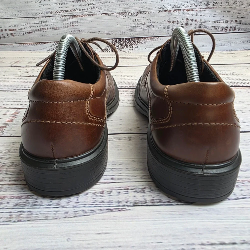 ECCO Helsinki Mens 42 Brown Leather Bicycle Toe Lace Up Derby Oxford Shoes Dress